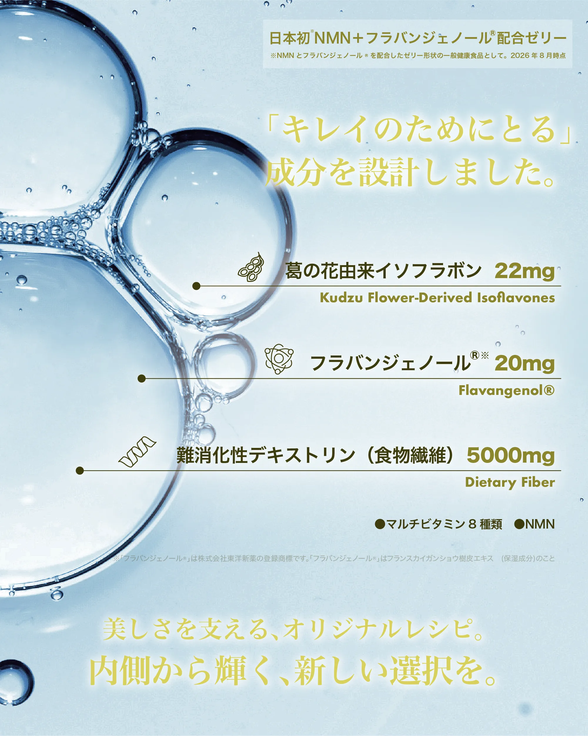 「キレイのためにとる」成分を設計しました。