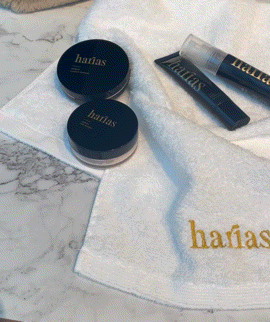 HARIAS アニバーサリーロゴ入りタオル